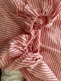 Stonewashed Linen Fitted Sheet, Red Striped Fitted Sheet, Custom Sizes by Linen Legend