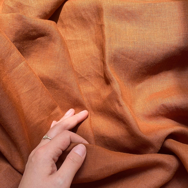 Extra wide hemp fabric medium weight 110 inch width Caramel and Pumpkin orange