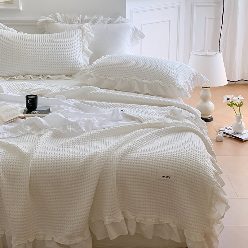 White Ruffle Blanket Etsy UK