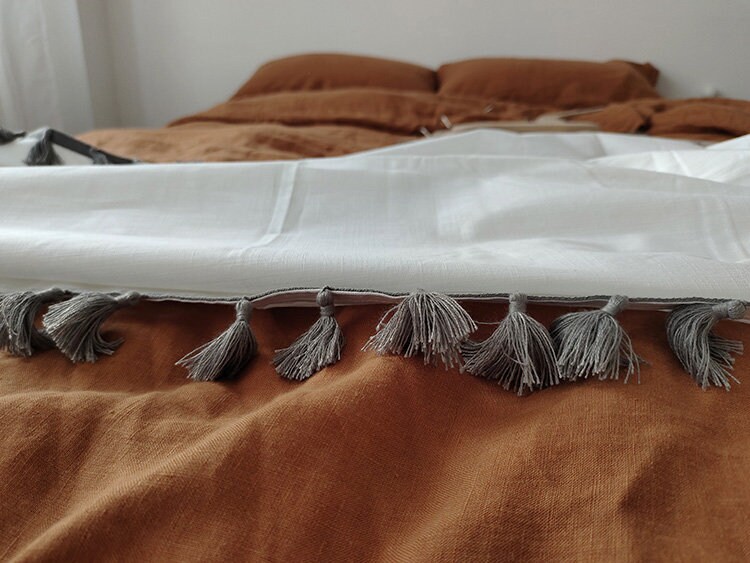 TUMEI Leinen-Bettwäsche-Set 3-teilig – Kingsize, Karamell, 100% Leinen, Atmungsaktiv & Weich