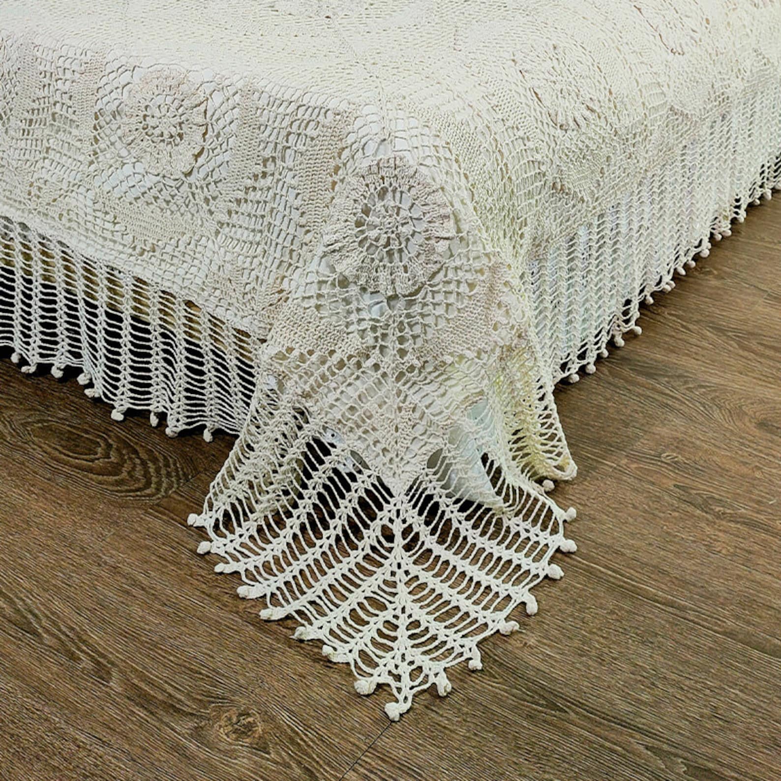 Vintage Set of 3 Hand Crochet Bedspread Bed Cover Vintage Etsy