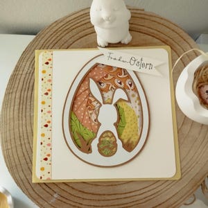 Carte de Pâques | Lapin avec oeuf | Carte pliante 3D Iris | Carte Voeux de Pâques I Ostern Grußkarten