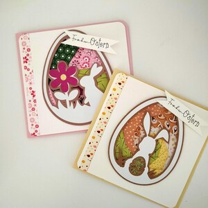 Osterkarte | Hase mit Ei | 3D Iris Klappkarte | Karte Ostergrüße I Ostern Grußkarten