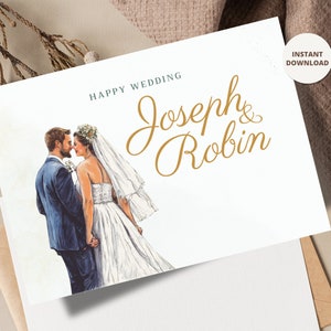 Wedding Congrats Printable Card Engagement Gift Congratulations Card Elegant Floral Wedding Greeting Card Newly Wed Printable Just Married