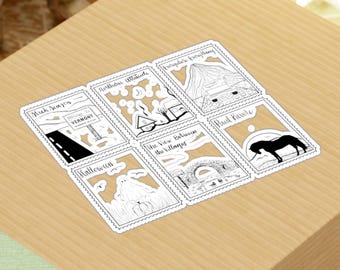 New England Thematic State Stamps Sticker Original Hand Drawn Decal