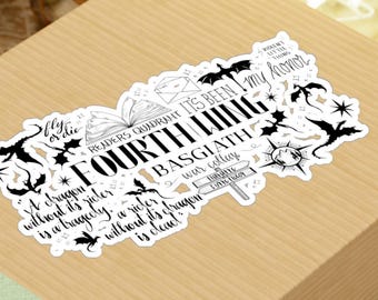 Fourth Wing Style Fantasy Bookish Sticker Original Hand Drawn Decal