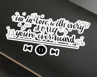 Hand Drawn I Love You Sticker: Original Song Lyric Decal