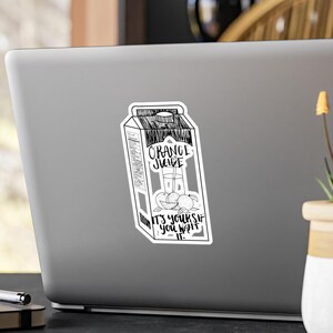 Orange Juice Carton Sticker Original Hand Drawn Decal