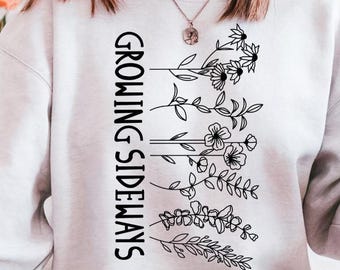 Sudadera con cuello redondo y dibujo a mano original de Growing Sideways Mental Health