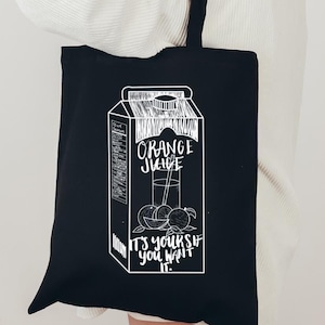 Orange Juice Carton Design Tote Original Hand Drawn Bag
