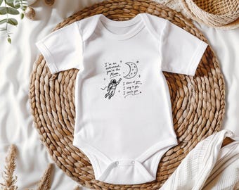 Astronaut and Moon Love Inspired Original Hand Drawn Baby Onesie