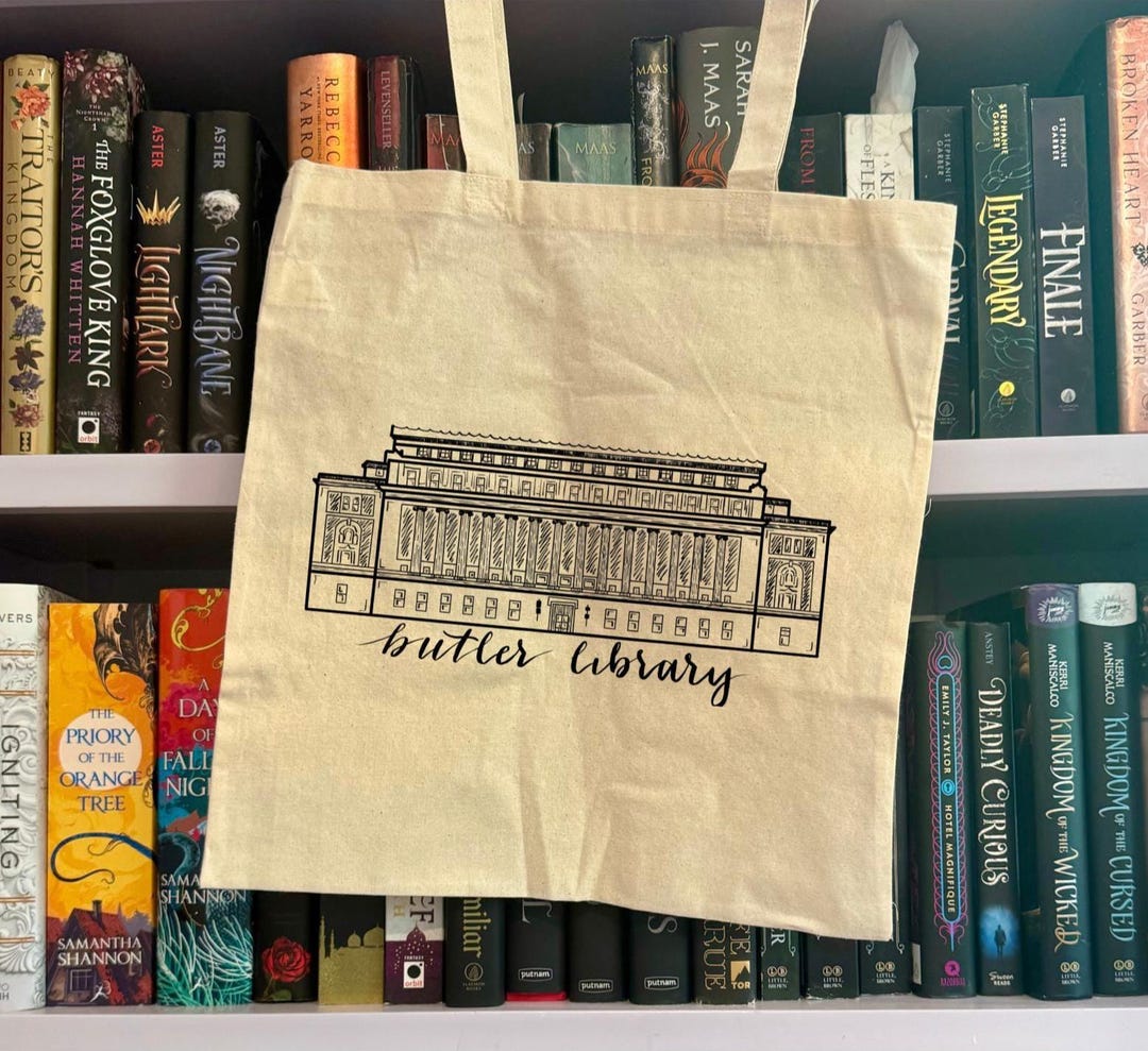Butler Cc Merch Butler Library Columbia University Merch Tote Original Hand Drawn Bag ...