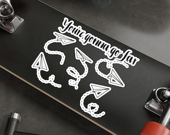 You're Gonna Go Far Inspirational Paper Airplane Design Sticker Original Hand Drawn Decal