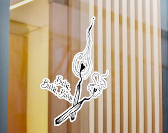 Emotional Fire Burn Burn Burn Heart Matches Design Sticker Original Hand Drawn Decal