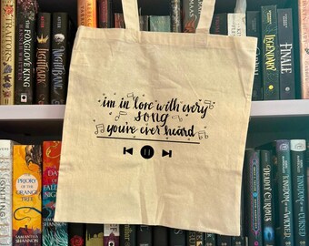 Hand Drawn Music Quote Tote Bag - 100% Cotton Canvas