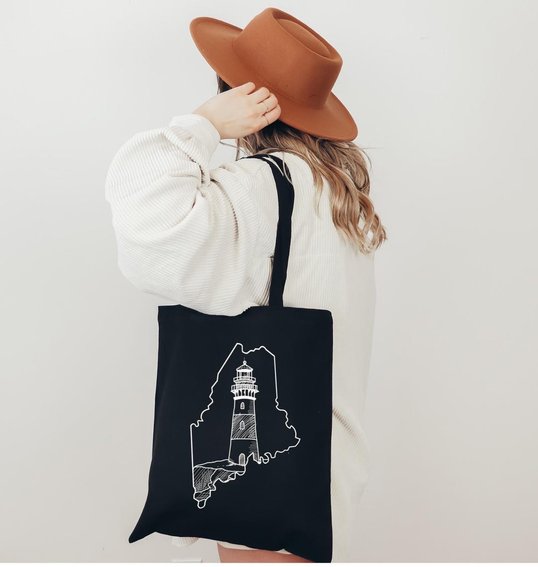 Lighthouse Mini Merch Maine State Outline, Lighthouse, Merch Bag Original Hand Drawn Tote - Etsy