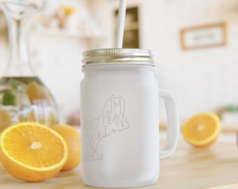 New England Humor Mason Jar Mug: Hand Drawn Funny Cup