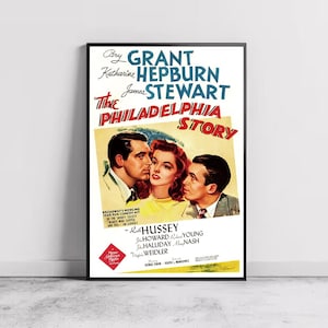 Pôster do filme The Philadelphia Story, decoração para casa, arte em tela, presente personalizado, pôster personalizado, impressão de arte em parede