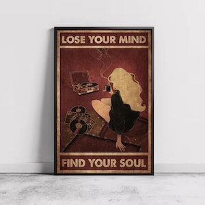 Retro muziek koffie meisje kunst aan de muur, woondecoratie, canvas kunst aan de muur, gepersonaliseerd cadeau, aangepaste poster, Wall Art Print