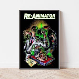 Re-animator (1985) Movie Poster, Home Decor, Canvas Wall Art, Personalized gift, Custom Poster, Wall Art Print