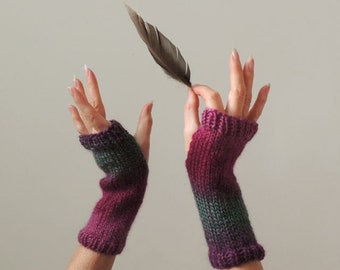 Hand Knit Gloves - Hand Knit Mittens - Hand Knit Fingerless Gloves - Hand Knit Winter Gloves - Wrist Warmers - NY Elegant Gloves -#114