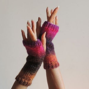 Hand Knit Fingerless Gloves - Hand Knit Gloves - Wool Gloves - Hand Knit Winter Gloves - Wrist Warmers - New York Elegant Warm Gloves - #138