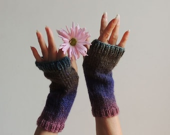 Hand Knit Fingerless Gloves -  Hand Knit Mittens - Hand Knit Gloves - Hand Knit Winter Gloves - Wrist Warmers - NY Elegant Warm Gloves -#133