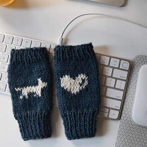 I Love My dog - Fingerless Gloves - Gift for Dog Lovers - New York Fashion Gloves - Unique Gloves - Best winter Gift - Color of Denim Gloves