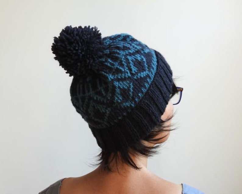 Winter Hat with Pompom New York Fashion Hat Hand Knit Hat Great Gift for Christmas Hand Made in New York Nordic Hat Wool Hat