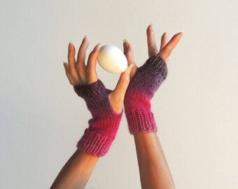 Fingerless Gloves - Hand Knit Gloves - Wool Gloves - Wrist Warmers - Winter Gloves - Gloves - Mittens - Gift - New York Fashion Gloves #217