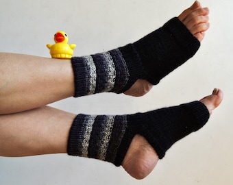 Hand Knit Wool Yoga Socks: Toeless Ankle Warmers