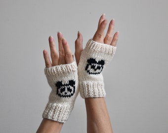 Panda Fingerless Gloves - Girl Panda - Boy Panda - Lovely Gloves - New York Fashion Gloves - Best Gift - Unique Gloves - So Cute - Fun