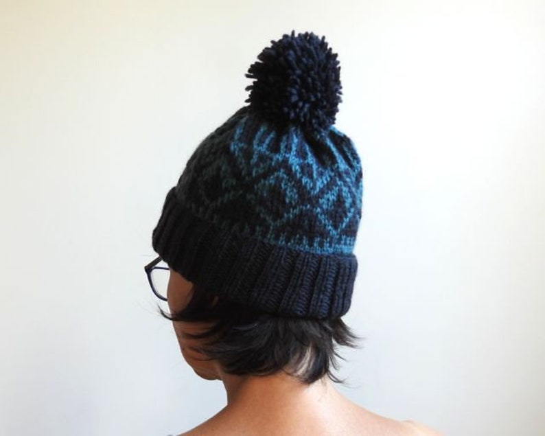 Winter Hat with Pompom New York Fashion Hat Hand Knit Hat Great Gift for Christmas Hand Made in New York Nordic Hat Wool Hat