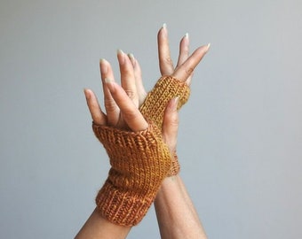 Winter Gloves - Hand Knitted Fingerless Gloves - Wool Gloves - Hand Made Mittens - Winter Accessories - New York Fashion Gloves - #237