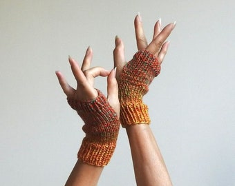 Wool Gloves - Winter Gloves - Hand Knitted Fingerless Gloves - Hand Made Fingerless Mittens - New York Fashion Gloves - Best Gift - #227