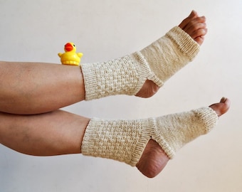 Hand Knit Wool Yoga Socks: Toeless Ankle Warmers