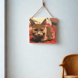 Custom 11 x 11 inches Perler Bead Pet Portrait Wall Hanging Pet loss gifts