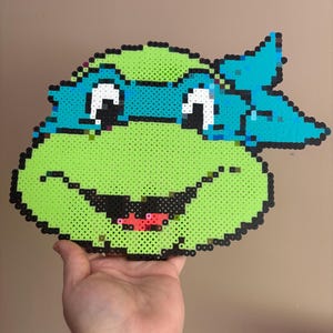 Leonardo Teenage Mutant Ninja Turtle Perler Bead Art Wall Decor Gaming Room Decor 80’s nostalgia