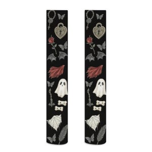 Ghost Gothic Thigh High Socks, Halloween Over Knee Socks, Spooky Lolita Aesthetic Stockings, Witchcore Witch Socks, Creepy Cute Gift - TSHA8