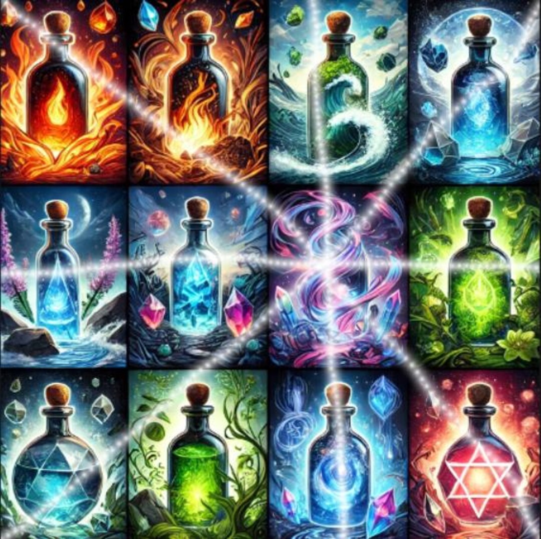 Magical Potion Digital Art Wallpaper, Fire, Water, Earth, Wind, Crystal ...