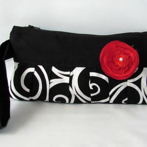 Fabric Handbag, Handmade Wristlet, Black white Clutch, Women&#39;s Wristlet Bag, Minimalist Style, birthday gift, Gift for Her