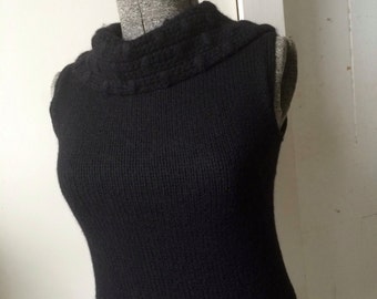 1950s BENDEL'S Sweater Knitted Sleeveless Popcorn Stitch Collar Small Medium