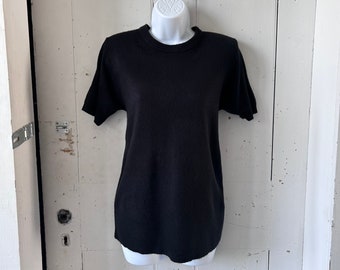 Rochelle Black Soft Acrylic Short Sleeve Sweater