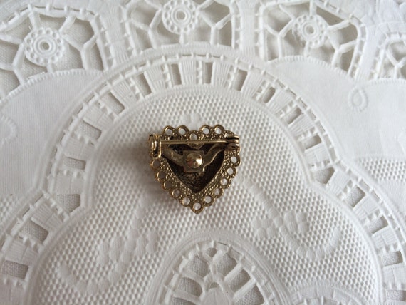 Vintage Style 1980s Rose Bud and Lace PUFFY HEART… - image 3