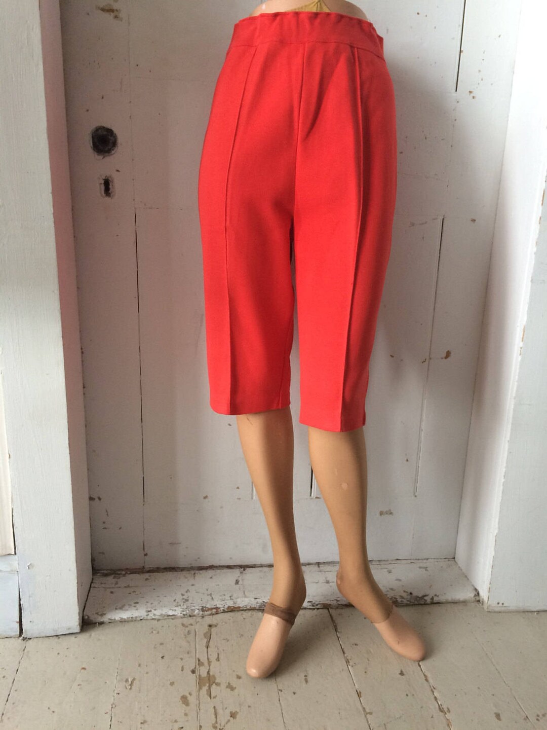 1960s 1970s Red Comfy Knit Capris Queen Casuals Pedal Pushers Etsy