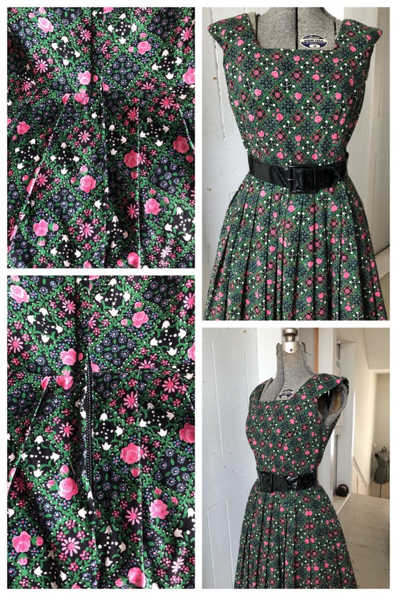 1950s Cotton Day Dress 3 pc Ensemble Elinore Gay … - image 4