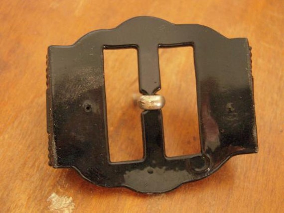 Vintage Art Deco Belt Buckle Black Celluloid with… - image 4