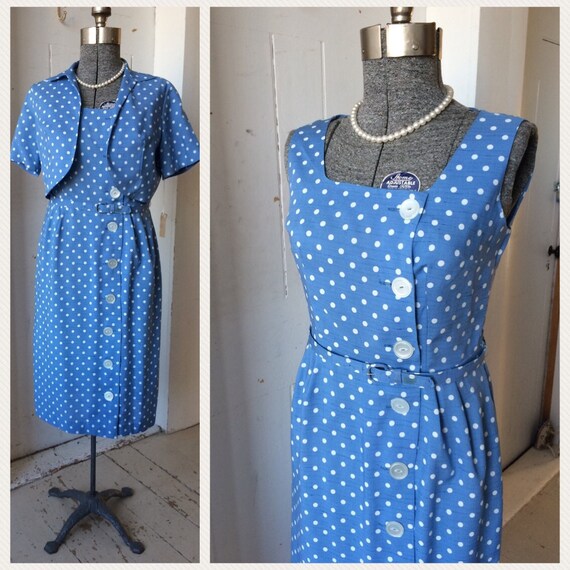 polka dot dress with jacket