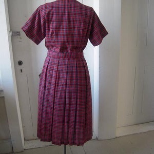 60s Plaid Tartan SEARS Pleated Dress NOS with Tag Full Skirt Size XL image 3