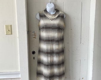 1960s 1970s Union Made Stripe Sleeveless Shift Dress Bargain Basement